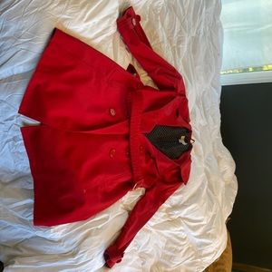 JM Collection medium red belted trench coat